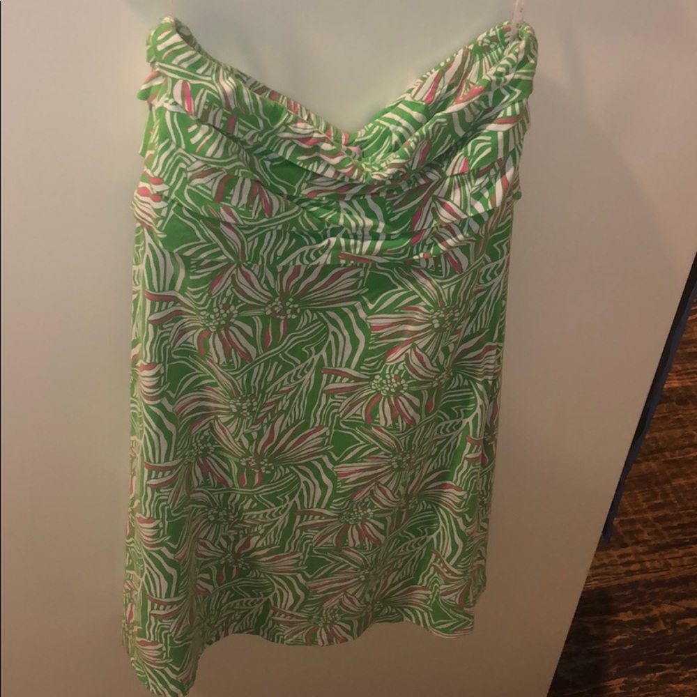 Green & Pink Strapless Lilly dress